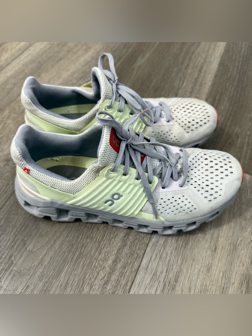 On Running Women's Light Gray and Pale Green Running Sneakers